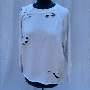 Aerie women’s white distressed sweatshirt